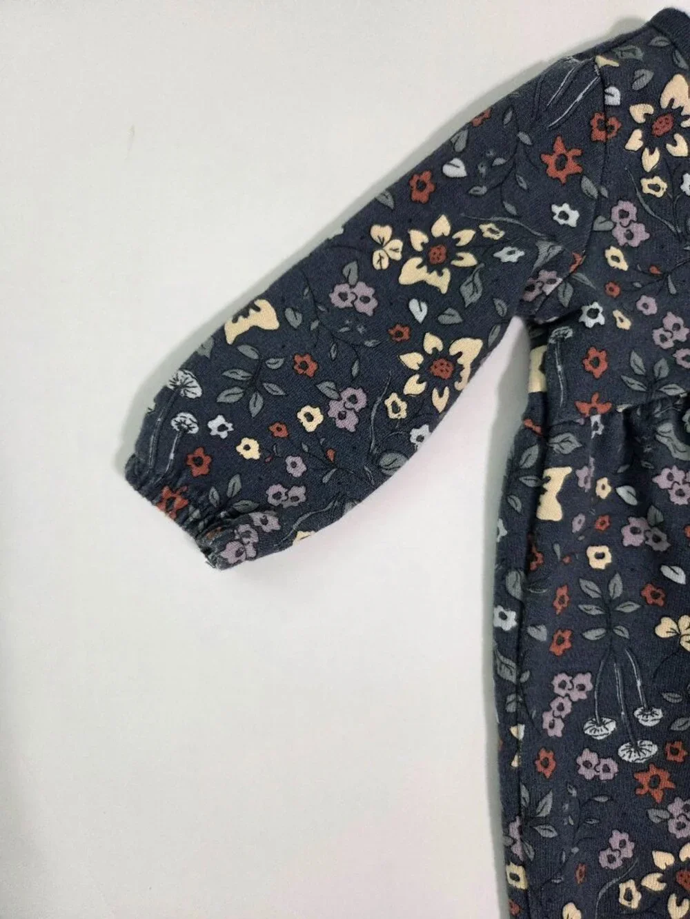 Carter's Child of Mine Floral One Piece Long Sleeve 3-6 month Romper, Green/Navy